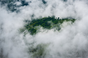 Clouds, mist, cover the mountain peaks, tropical rainforests, Thailand