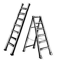 Folding stepladder. Vector drawing icon