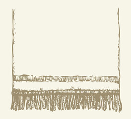 Wide warm shawl. Vector sketch drawing