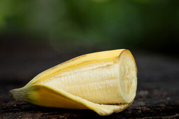 Cavendish banana leaves fruits on nature background.