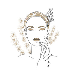 Beautiful woman. Line art. Vector illustration.