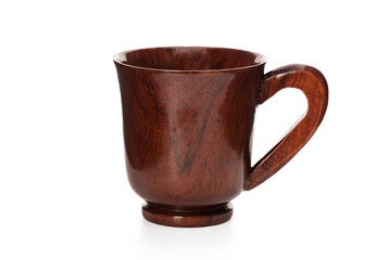 Wooden coffee mug isolated on white background with clipping path.