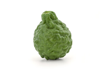 Kaffir lime or leech lime fruits isolated on white background with clipping path.