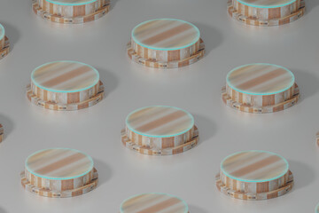 Stage Podium floor empty space for display product, award and other on white floor. 3D rendering