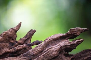 Old plank wood on bokeh nature background.