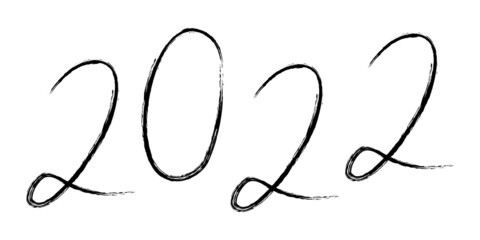 2022 New Year - gold brush painted ink stamp on white background	