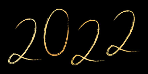 2022 New Year - gold brush painted ink stamp on dark background	