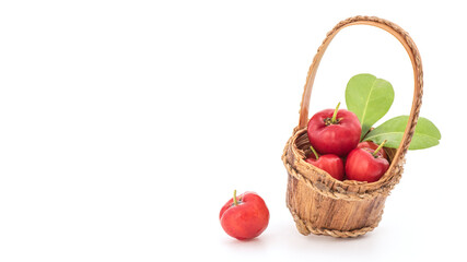 Fototapeta na wymiar Acerola Cherry fruits isolated on white background.