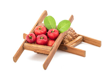 Acerola Cherry fruits isolated on white background.