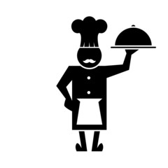 Professional chef icon isolated on white background. Professional chef icon in flat style. Template for app, label, logo, menu and web site. Creative design concept, vector illustration