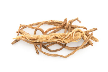 Ginseng and salvia miltiorrhiza isolated on white background with clipping path.