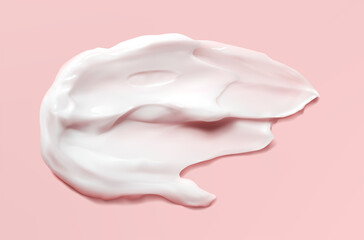 Smear of moisturizer vector realistic illustration in pink background. Cream, lotion for face or body, facial skin care