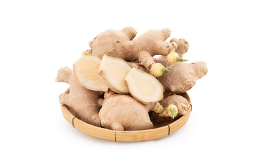 Ginger rhizome isolated on white background with clipping path.