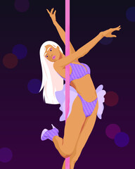 Pole dancer dancing in strip club