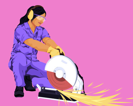 Female technician working with power tools