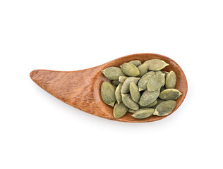 Pumpkin seeds isolated on white background.top view,flat lay.