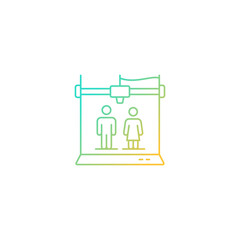 3d printed selfies gradient linear vector icon. Three-dimensional printed figurines. Produce person replica. Thin line color symbol. Modern style pictogram. Vector isolated outline drawing