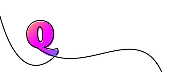 Single line drawn Q letter outline.