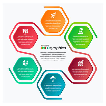 Educational Gradient Hexognal Connected Colorful Infographics Template