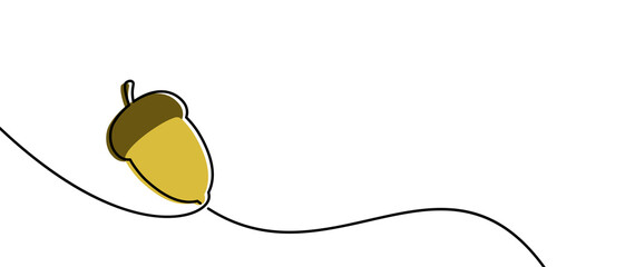 Single continuous line drawn acorn. © Vjom
