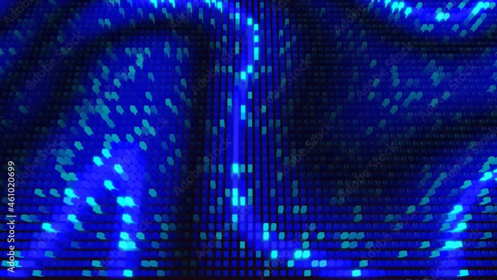 Aufkleber waves runs across pixels. 3d abstract looped background modern performance, lot of gray blocks form 