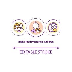 High blood pressure in children concept icon. Childhood hypertension abstract idea thin line illustration. Family history risk factor. Vector isolated outline color drawing. Editable stroke
