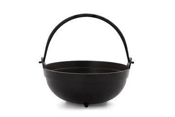 Black iron basket isolated on white background with clipping path.