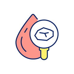 Laboratory blood testing RGB color icon. Diseases lab diagnostics. Counting white blood cells. Detecting plaque buildup in arteries. Isolated vector illustration. Simple filled line drawing