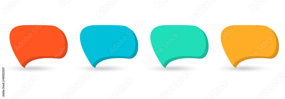Poster speech bubble 3d set. colorful dialog or chart boxes for text. talk, speak, message abstract shape f
