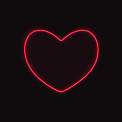 Red neon heart isolated on a dack background