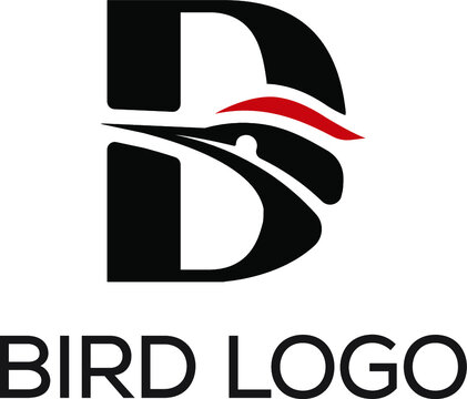 letter d logo with woodpacker bird head vector design