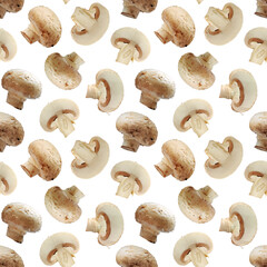 Champignon mushroom plant food macro photo seamless pattern texture background