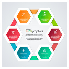 Connected Hexoganal Network Type Colorful Infographic Template