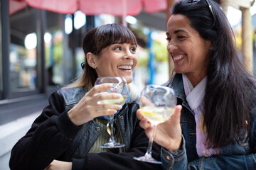company of friends celebrates meeting in a restaurant