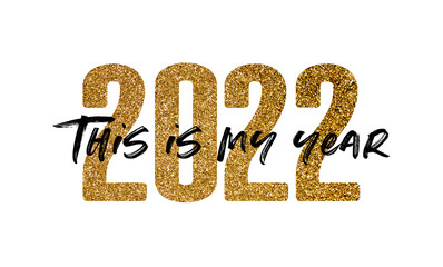 Happy new year 2022 gold glitter celebration text background