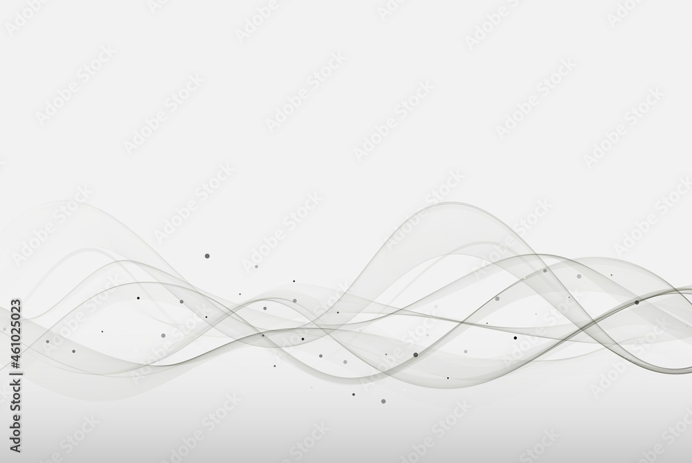 Poster gray wavy flow abstract vector wave background