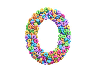 Corn flakes rings font. Number 0. 