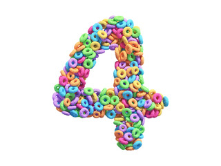 Corn flakes rings font. Number 4. 
