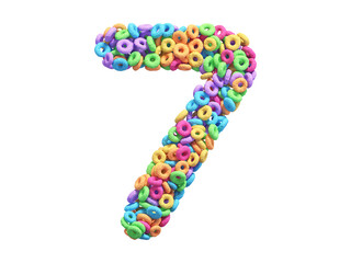 Corn flakes rings font. Number 7. 