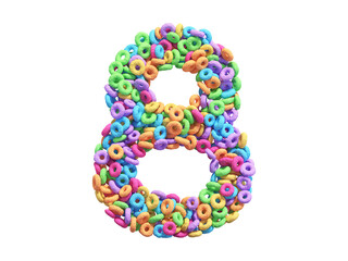 Corn flakes rings font. Number 8 . 