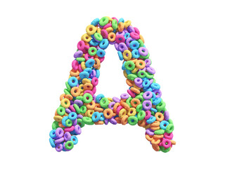 Corn flakes rings font. Letter A. 