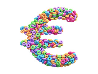 Corn flakes rings font. Euro symbol. 