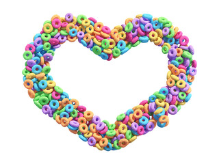 Naklejka premium Corn flakes rings font. Heart symbol. 