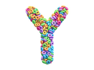 Corn flakes rings font. Letter Y. 