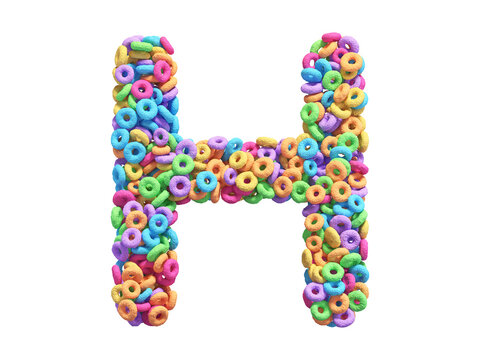 Corn Flakes Rings Font. Letter H. 