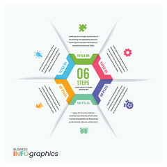 Hexagonal 6 Steps Basket Shaped Colorful Infographic Professional Template