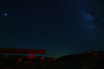 Old quarry, starry night with the milky way, Negev Desert