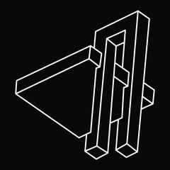 Impossible shape logo design, optical illusion object. Geometry. Optical art figure.