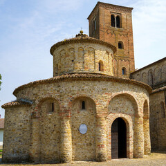 Fototapeta na wymiar Medieval church of San Giovanni at Vigolo Marchese and baptistery
