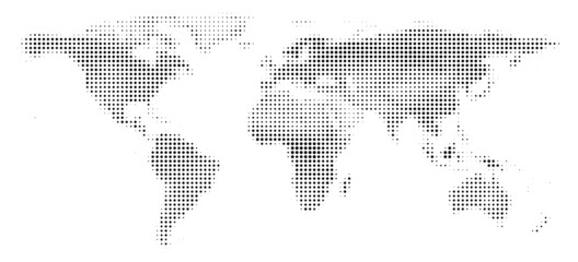 simplified half-tone topographic world map, vector illustration